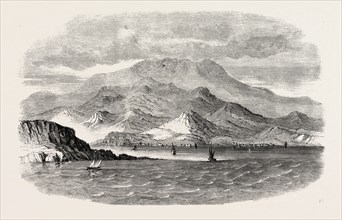 MESSINA, AS SEEN FROM CALABRIA, 1860 engraving