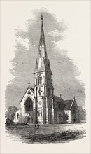 CHURCH OF ST. MARY, IN COURSE OF CONSTRUCTION AT HORNSEY-RISE, 1860 engraving