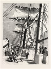 THE LIVINGSTONE EXPEDITION IN AFRICA: H.M.S. LYNX, SENT FOR THE RELIEF OF THE EXPEDITION, TAKING IN