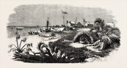 THE LIVINGSTONE EXPEDITION IN AFRICA: DR. LIVINGSTONE'S STATION AT THE MOUTH OF THE KONGONE RIVER,