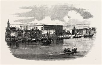 THE ROYAL PALACE, STOCKHOLM, SWEDEN, 1860 engraving