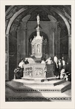 THE FONT IN THE BAPTISTERY OF SIENNA CATHEDRAL, 1860 engraving