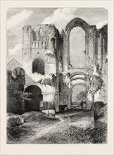 RUINS OF CASTLE ACRE PRIORY, NORFOLK, BY R.P. LEITCH. FROM THE ROYAL ACADEMY EXHIBITION, 1860