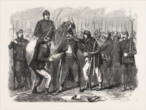 SEARCHING NEAPOLITAN PRISONERS AT ST. ANGELO, 1860 engraving