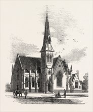 CHELSEA NEW CONGREGATIONAL CHURCH, MARKHAM SQUARE, UK, 1860 engraving