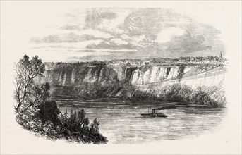 FARINA, WITH A MAN ON HIS BACK, CROSSING THE NIAGARA ON A TIGHTROPE, SEEN FROM CLIFTON HOUSE