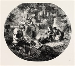 WHAT'S O'CLOCK? WHAT'S O'CLOCK? DRAWN BY GODWIN, 1860 engraving