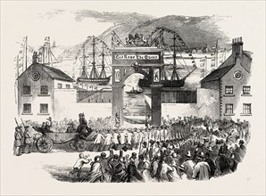 THE EMBARKATION OF THE PRINCE OF WALES AT THE QUEEN'S WHARF, ST. JOHN'S, NEWFOUNDLAND, 1860