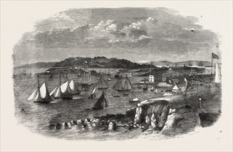 PLYMOUTH REGATTA: START OF YACHTS IN THE FIRST RACE, UK, 1860 engraving