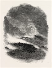 IT IS A WILD NIGHT AT SEA, 1860 engraving