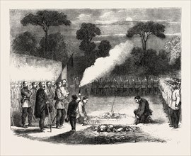 THE FUNERAL OF ENSIGN TUCKER OF THE BRITISH LEGION, AT THE ADVANCED POSTS BEFORE CAPUA, 1860