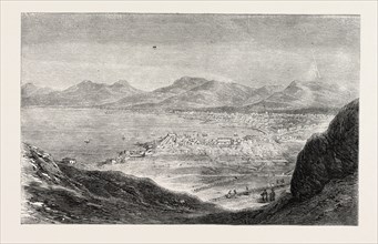 PALERMO, FROM MOUNT PELLEGRINO, ITALY, 1860 engraving