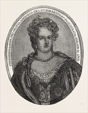 PORTRAIT OF QUEEN ANNE COMPOSED ENTIRELY OF MINUTE WRITING, 1860 engraving