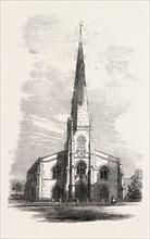 ST. PAUL'S DISTRICT CHURCH, ONSLOW SQUARE, SOUTH KENSINGTON, LONDON, UK, 1860 engraving