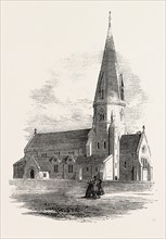 ST. MICHAEL'S CHURCH, LEAFIELD, OXFORDSHIRE, UK, 1860 engraving