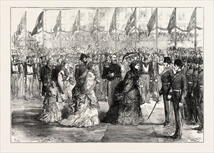 THE QUEEN AT PORTSMOUTH INSPECTING THE NAVAL BRIGADE OF THE ASHANTEE WAR