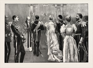THE MARRIAGE OF PRINCESS MARIE OF EDINBURGH: THE PROTESTANT CEREMONY IN THE RED ROOM AT THE CASTLE