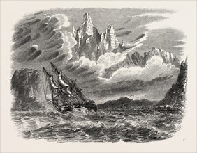 HER MAJESTY'S SHIP "MEANDER" IN A SQUALL, IN THE STRAITS OF MAGELLAN