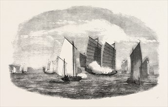 ATTACK ON A CHINESE PIRATICAL FLEET BY THE BOATS OF H.M.S. "CLEOPATRA," IN BIAS BAY, CHINA