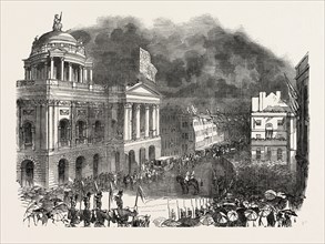 ARRIVAL OF HER MAJESTY QUEEN VICTORIA AT THE TOWN HALL, LIVERPOOL, UK