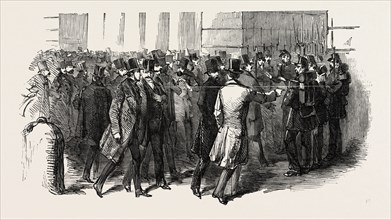 REVOLUTION IN FRANCE: MEMBERS DEMANDING ADMISSION TO THEIR LEGISLATIVE PALACE, 1851