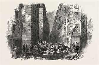 THE REVOLUTION IN FRANCE: THE FIRST BARRICADE, CORNER OF THE RUE DES GRANDES AUDRIETTES, PARIS,