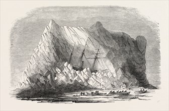 H.M. ARCTIC STEAM VESSEL "INTREPID" DRIVEN FORTY FEET UP AN ICEBERG, IN BAFFIN'S BAY