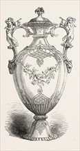 THE GREAT EXHIBITION: VASE, BY MESSRS. MINTON AND CO. THE HANDLES IN ELECTRO-SILVER, BY MESSRS.