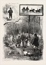 END OF THE SHOOTING SEASON AT SANDRINGHAM, UK, DRAWN BY HOLLAND TRINGHAM, 1893 engraving