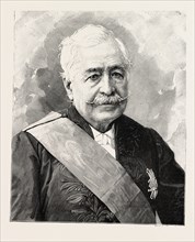 VICOMTE M. FERDINAND DE LESSEPS, the French developer of the Suez Canal, FRANCE, 1893 engraving