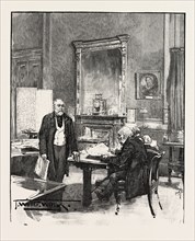 THE MORNING ROOM, ATHENAEUM CLUB, PALL MALL, LONDON, UK, 1893 engraving