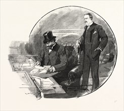 A DIVISION IN THE HOUSE OF COMMONS: THE GOVERNMENT WHIPS: Mr. E. Marjoribanks and Mr. T. Ellis, UK,