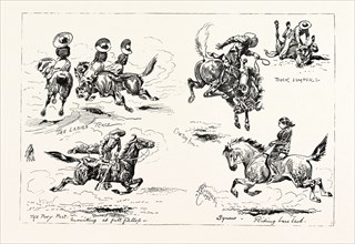 Buffalo Bill AT EARL'S COURT: SKETCHES IN THE WILD WEST ARENA, LONDON, UK, 1892 engraving