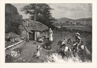 SETTLER'S FIRST HOME THE FAR WEST.-DRAWN W. A. ROGERS, US, USA, ENGRAVING 1880