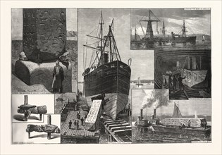 OBELISK, THE PROCESS REMOVAL FROM "DESSOUG" FROM SKETCHES F.S. COZZENS, engraving 1880, US, USA