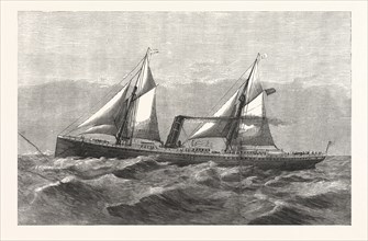 NEW STEAM-SHIP "NEWPORT," WARD'S HAVANA LINE. FROM PICTURE BY ANTONIO JACOBSON, engraving 1880, us,