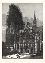 COLOGNE CATHEDRAL, FINISHED AFTER SIX CENTURIES, engraving 1880, Germany