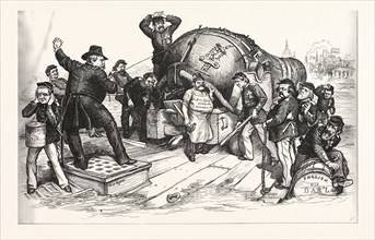 NOW OR NEVER, THE WHITE HOUSE OR BUST! Engraving 1880, US, USA, America, POLITICS, POLITICAL,