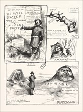 Democratic cry, we will sweet the whole country, engraving 1880, US, USA, America