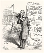 HEIGHT OF ENGLISH AMBITION, engraving 1880, US, USA, America, POLITICS, POLITICAL, POLITIC,