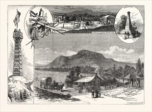 KING'S MOUNTAIN CENTENNIAL. FROM SKETCHES BY H BRADLEY, engraving 1880, US, USA, America