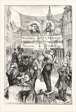 CAMPAIGN OF "CHANGES." , engraving 1880, US, USA, America, POLITICS, POLITICAL, POLITIC, CAMPAIGN,