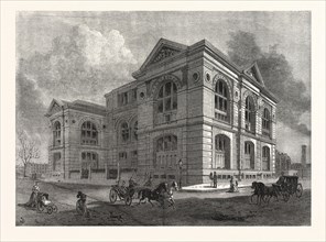 THE LENOX LIBRARY, FIFTH AVENUE, NEW YORK CITY. DRAWN BY BENJAMIN DAY, US, USA, AMERICA, UNITED