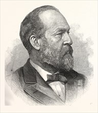 JAMES GARFIELD, PRESIDENT-ELECT UNITED STATES, US, USA, AMERICA, UNITED STATES, AMERICAN, ENGRAVING