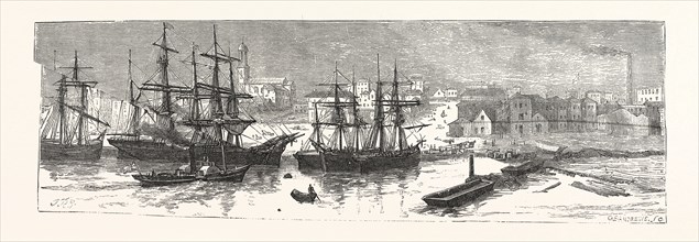 MELBOURNE, A SKETCH MADE 1855, AUSTRALIA,  ENGRAVING 1880