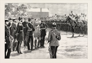 THREE CHEERS FOR THE EMPEROR! THE GERMAN EMPEROR REVIEWING THE ROYAL ARTILLERY AT EASTNEY BARRACKS,