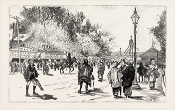 THE JAPANESE EXHIBITION AT TOKYO: ONE OF THE MAIN AVENUES OF THE EXHIBITION, JAPAN, 1890 engraving