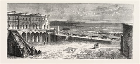 THE ASHANTI WAR: THE GRAVE OF L.E.L. IN CAPE COAST CASTLE, GHANA, 1890 engraving