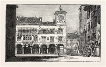 THE EARTHQUAKE IN ITALY: BELLUNO, THE TOWN HALL AND THE BISHOP'S PALACE, 1890 engraving
