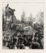 THE UNVEILING OF THE WATERLOO MONUMENT IN THE EVERE CEMETERY, BRUSSELS, BY H.R.H. THE DUKE OF